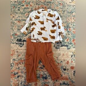 Angel dear bamboo highland cow 2 piece set 3-6 months